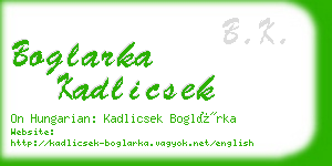 boglarka kadlicsek business card